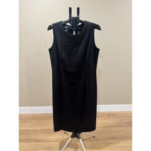 TravelSmith Black Sleeveless Stretch Knit‎ Dress Large Zip Back Modest Vacation